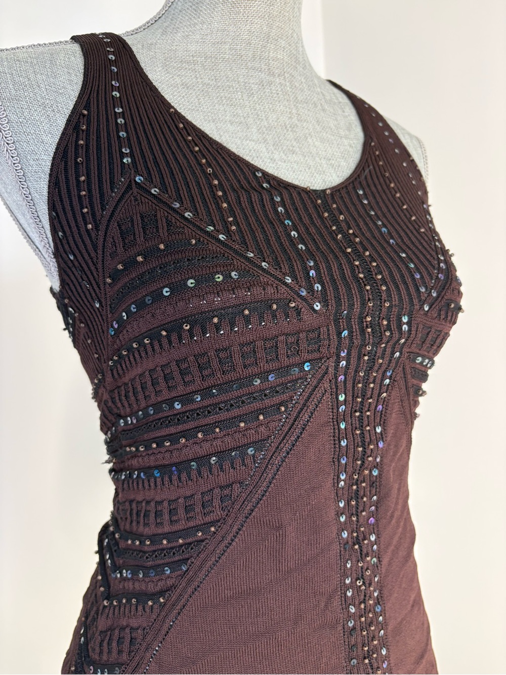 Embellished Brown Tank Top